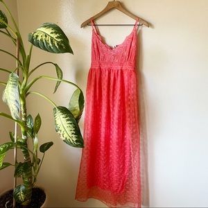 ModCloth | Coral Lace Embroidered Maxi Dress